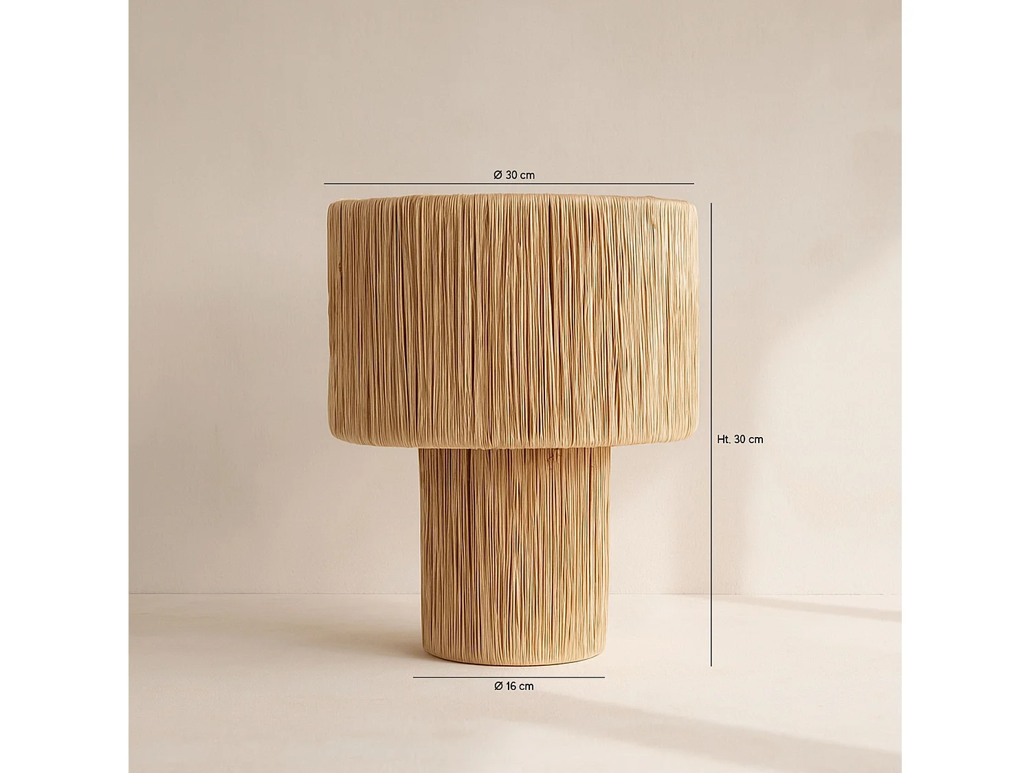 Now's Home - Lampe à Poser En Raphia Naturel Fait Main D30xht35cm El Nido