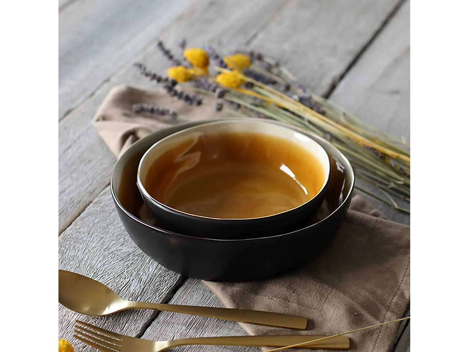 Ogo Living - Lot 6 Assiettes Coupe Balata 16cm En Gres Jaune