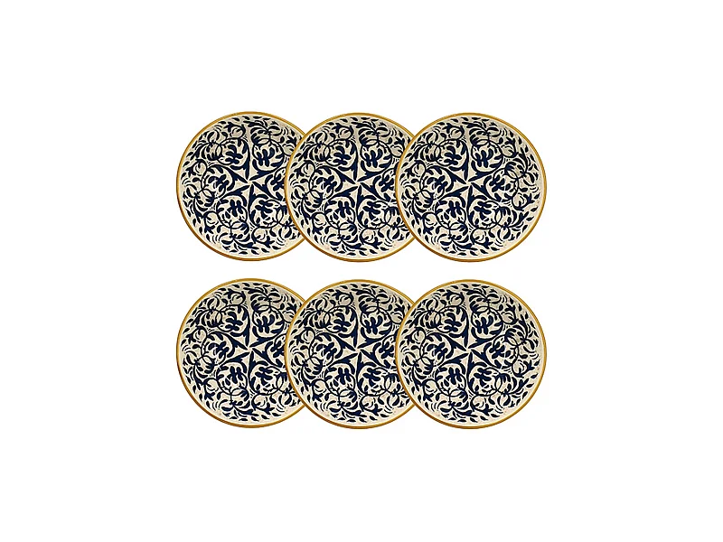 Novastyl - Lot 6 Coupelles Heraclee 500ml En Gres Decor Bleu