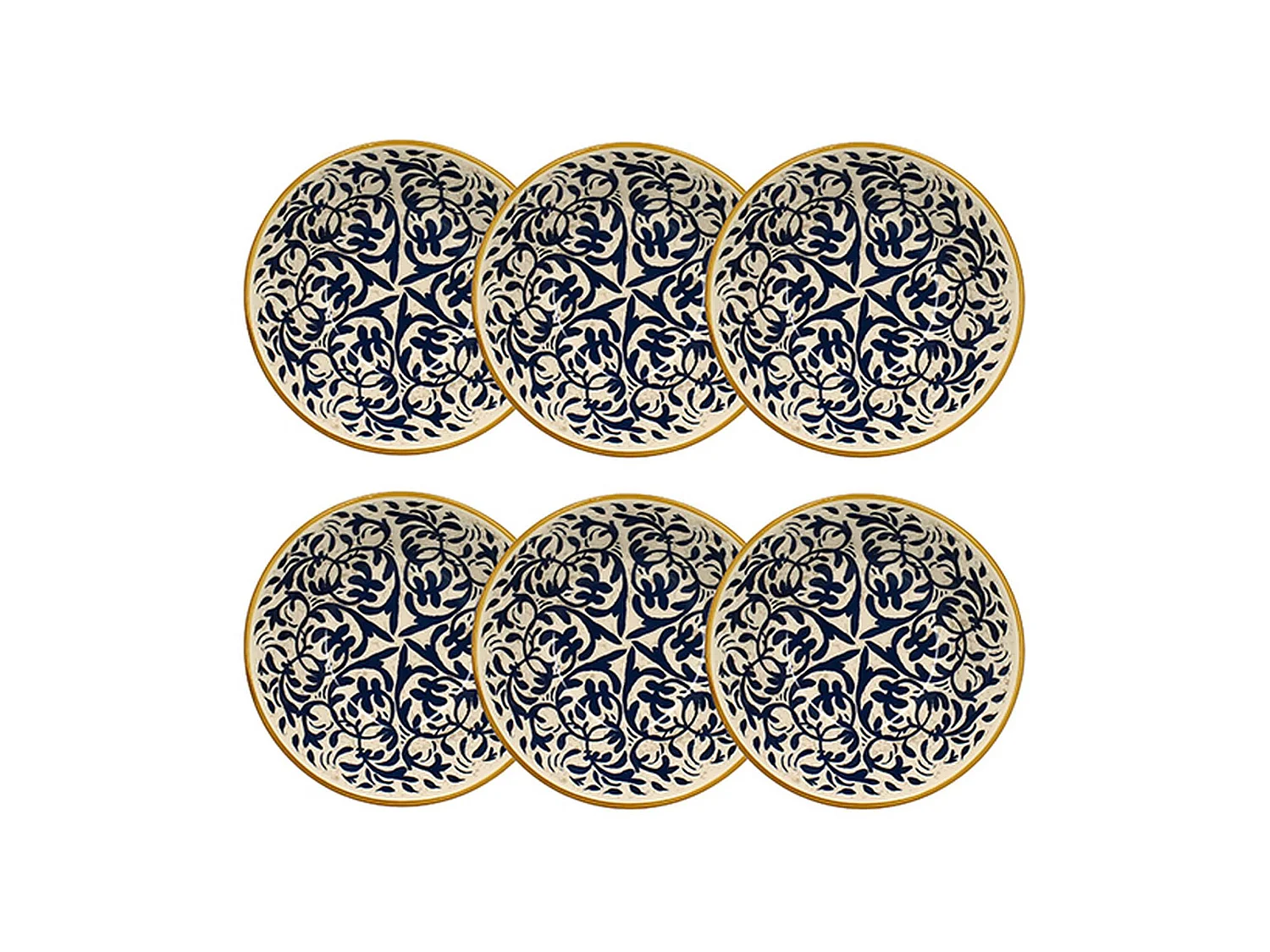 Novastyl - Lot 6 Coupelles Heraclee 500ml En Gres Decor Bleu