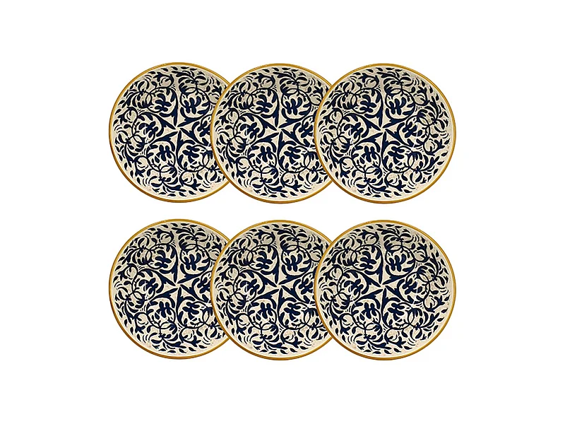 Novastyl - Lot 6 Coupelles Heraclee 500ml En Gres Decor Bleu