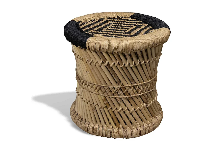 Now's Home - Meuble D'appoint En Bambou Tresse Naturel Et Noir