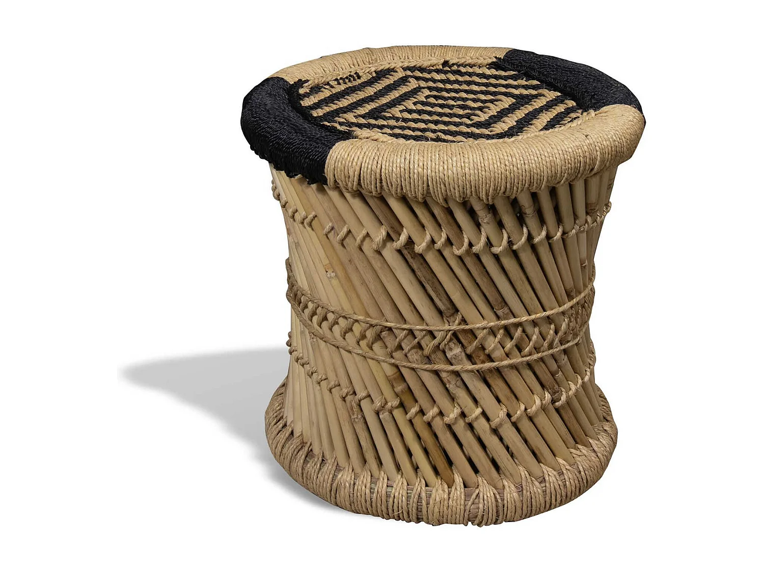 Now's Home - Meuble D'appoint En Bambou Tresse Naturel Et Noir