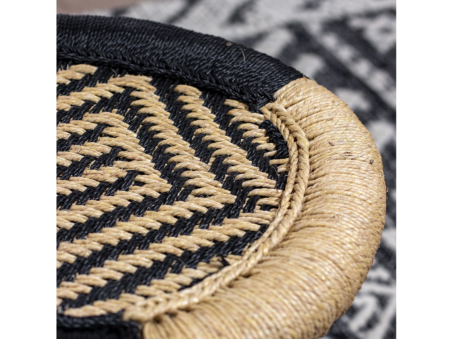 Now's Home - Meuble D'appoint En Bambou Tresse Naturel Et Noir