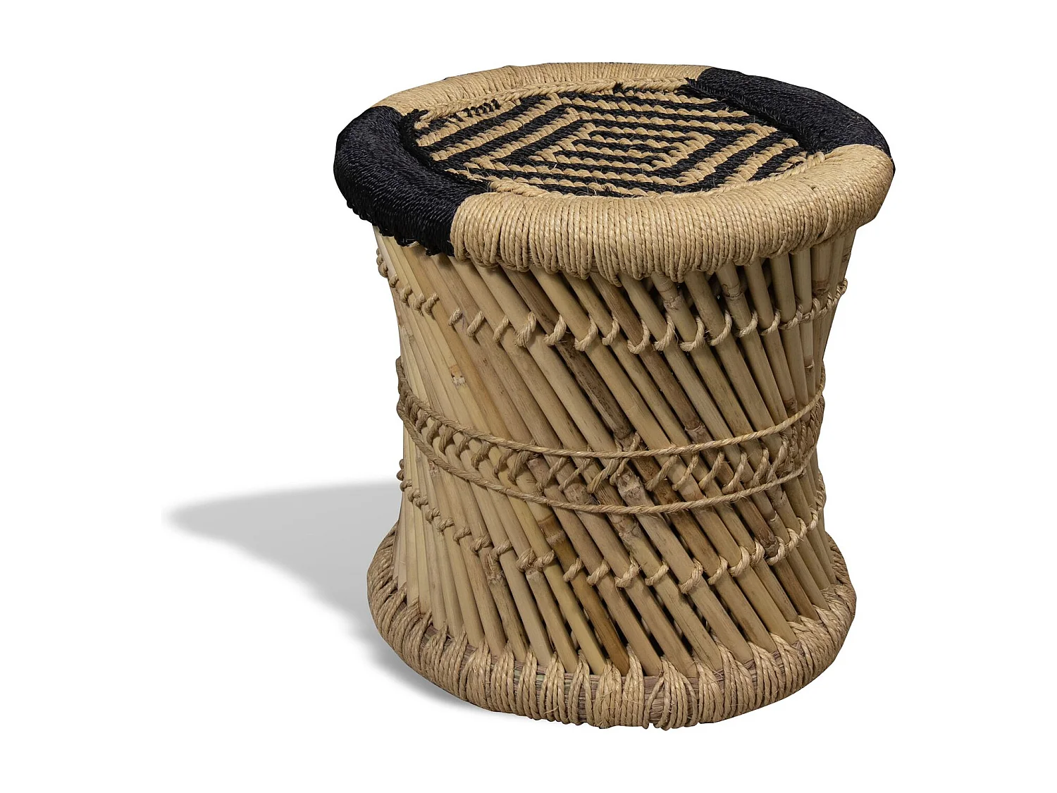 Now's Home - Meuble D'appoint En Bambou Tressé Naturel Et Noir