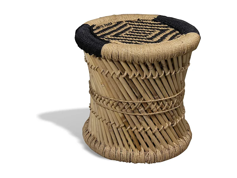 Now's Home - Meuble D'appoint En Bambou Tresse Naturel Et Noir