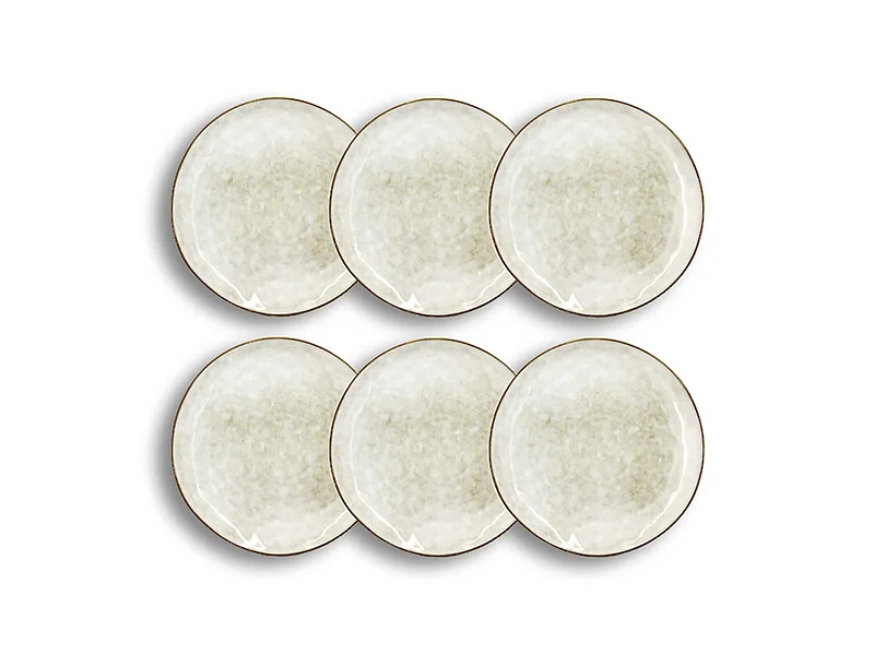 Ogo Living - Lot 6 Assiettes Plates Boral 27.5cm En Gres Beige Clair