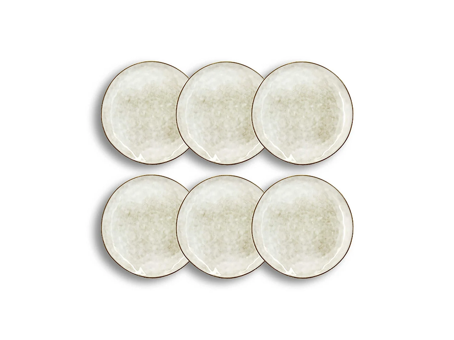 Ogo Living - Lot 6 Assiettes Plates Boral 27.5cm En Gres Beige Clair