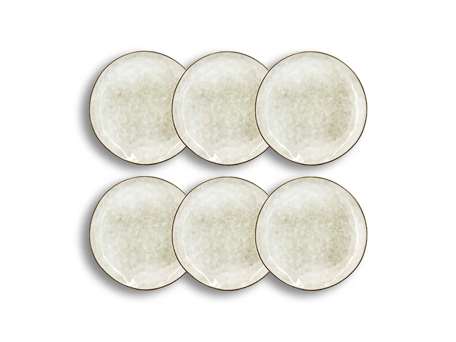 Ogo Living - Lot 6 Assiettes Plates Boral 27.5cm En Gres Beige Clair