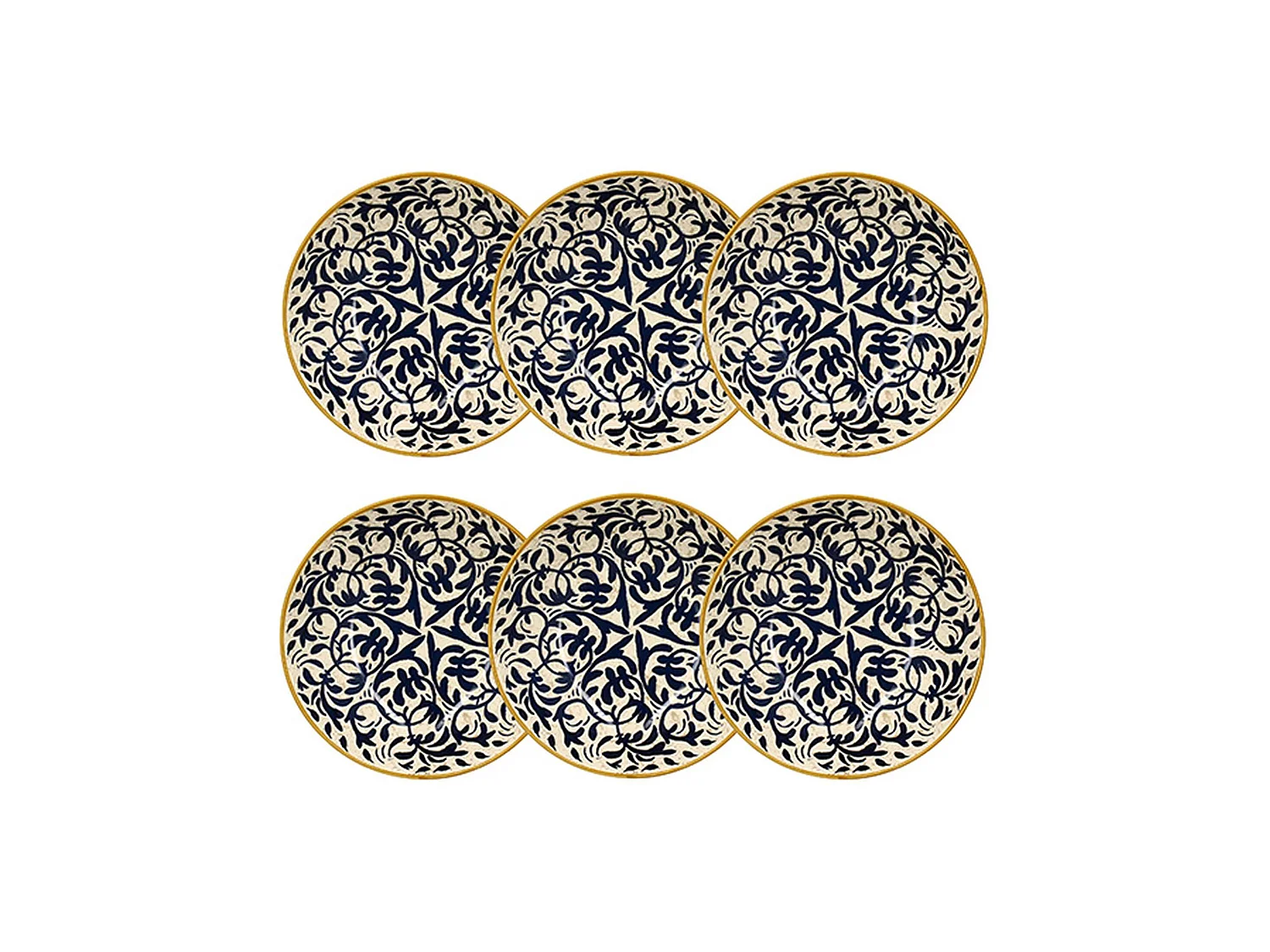 Novastyl - Lot 6 Assiettes Creuses Heraclee 20cm En Gres Decor Bleu