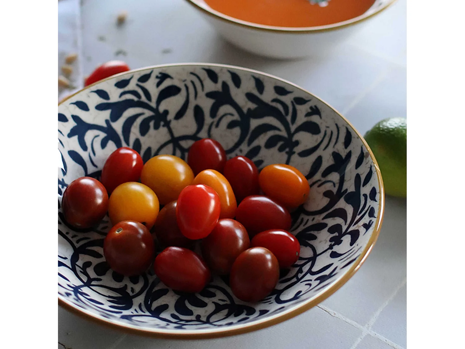 Novastyl - Lot 6 Assiettes Creuses Heraclee 20cm En Gres Decor Bleu