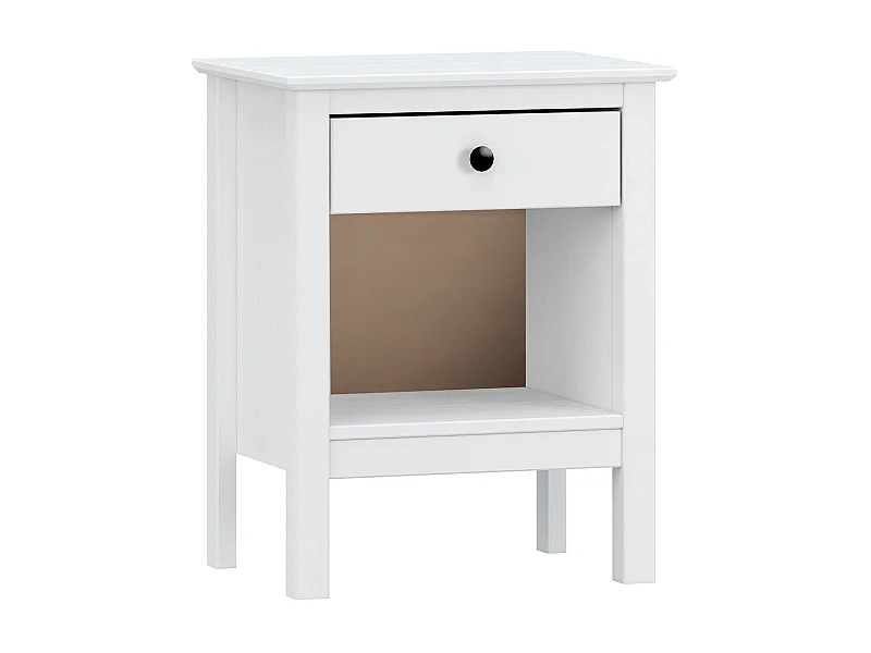 Table de chevet, table de nuit avec 1 tiroir coloris blanc - L. 48 x P. 35 x H. 60 cm