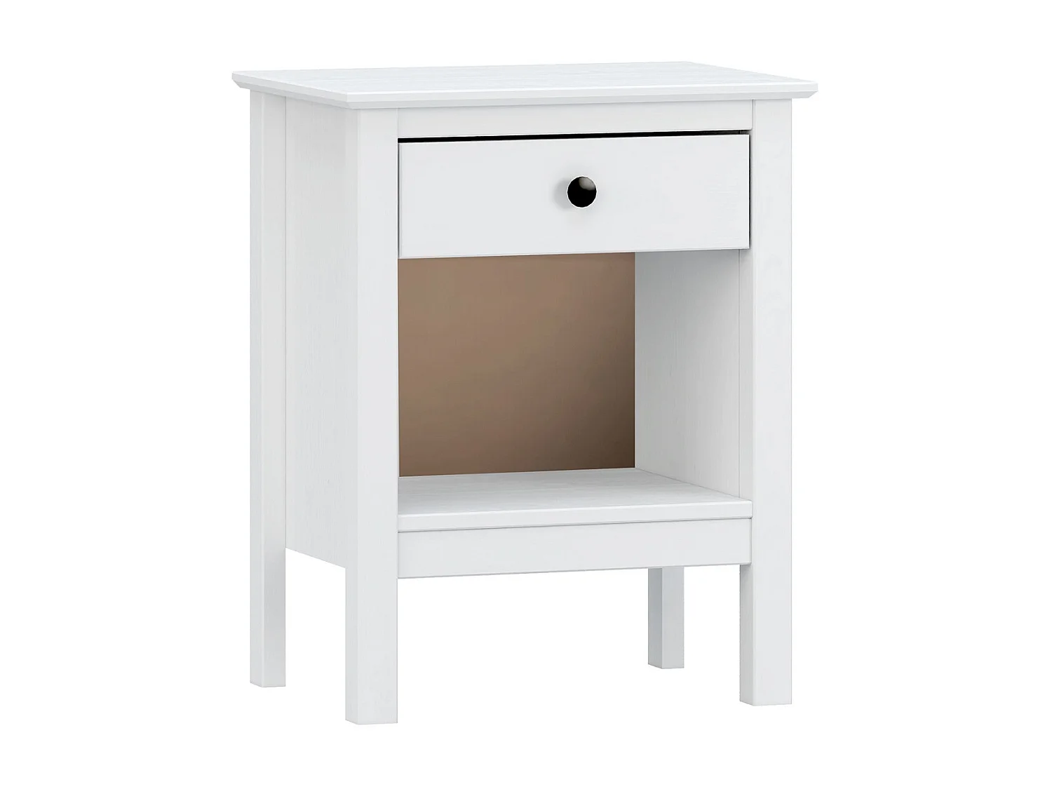 Table de chevet, table de nuit avec 1 tiroir coloris blanc - L. 48 x P. 35 x H. 60 cm