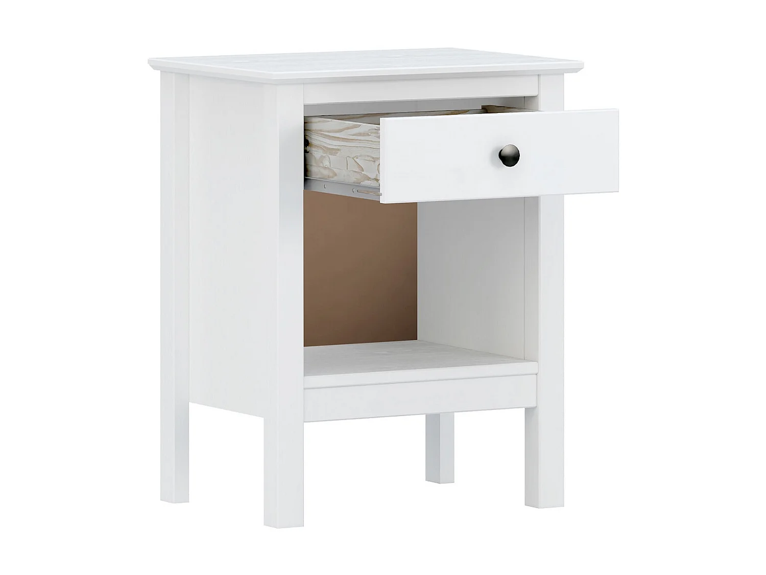 Table de chevet, table de nuit avec 1 tiroir coloris blanc - L. 48 x P. 35 x H. 60 cm