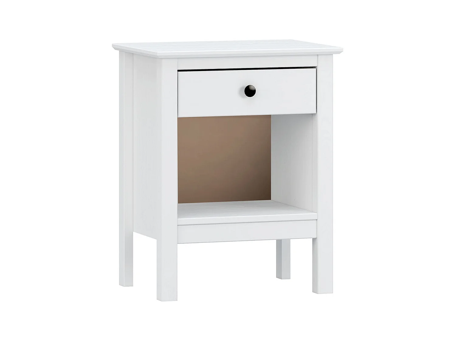 Table de chevet, table de nuit avec 1 tiroir coloris blanc - L. 48 x P. 35 x H. 60 cm