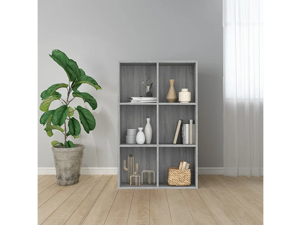 Biblioteca Estantería madera contrachapada gris Sonoma 66x30x98cm ES33001