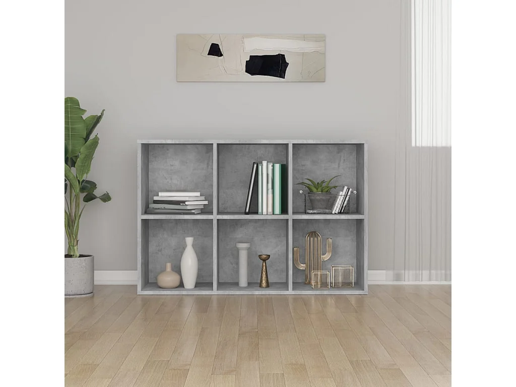 Biblioteca Estantería madera ingeniería gris hormigón 66x30x98 cm ES98007