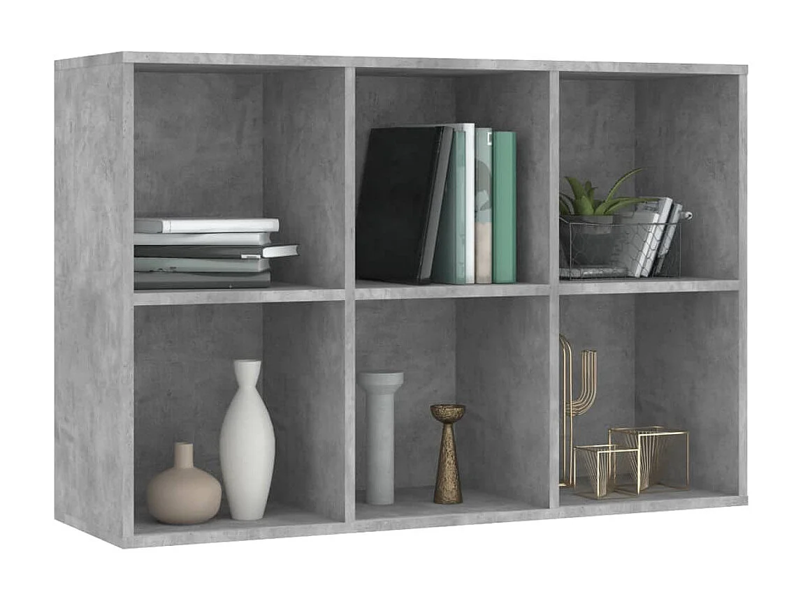 Biblioteca Estantería madera ingeniería gris hormigón 66x30x98 cm ES98007