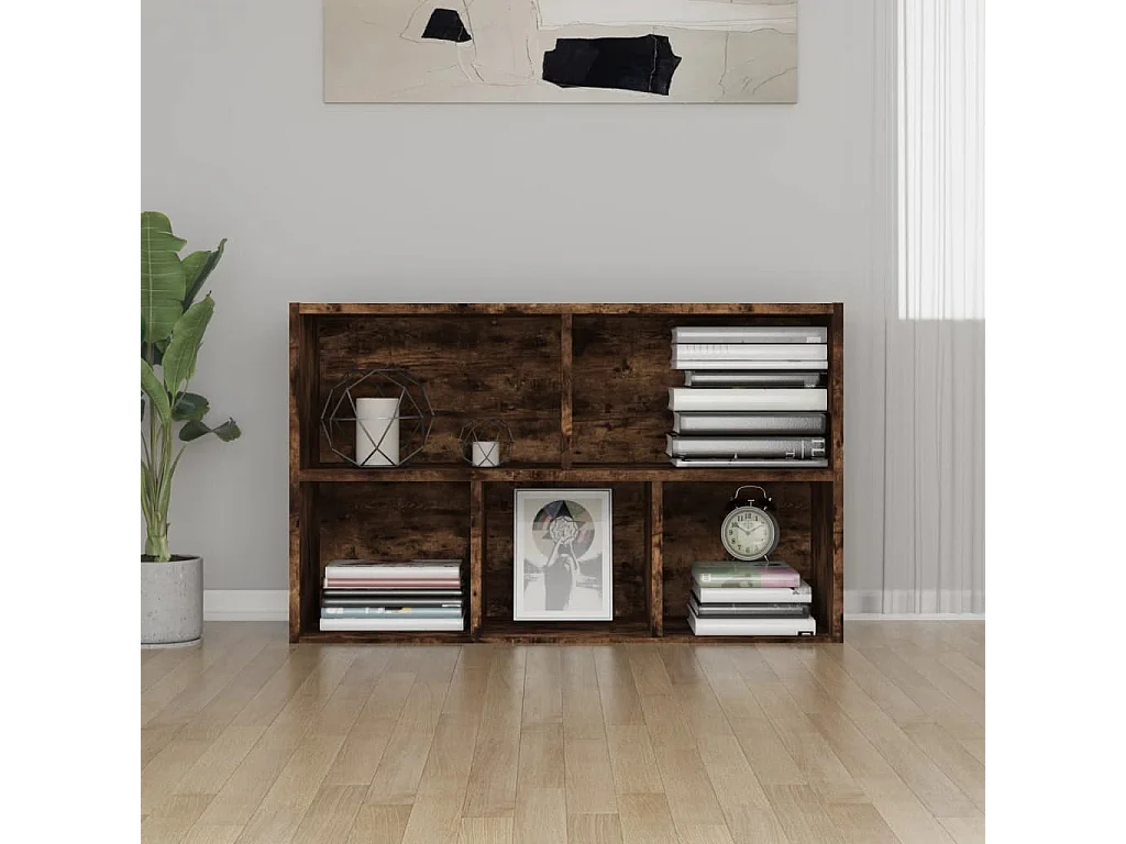 Boekenkast/dressoir 50x25x80 cm bewerkt hout gerookt eikenkleur NL531095
