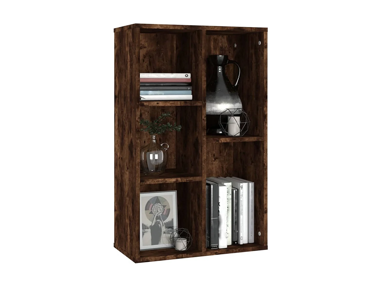 Boekenkast/dressoir 50x25x80 cm bewerkt hout gerookt eikenkleur NL531095