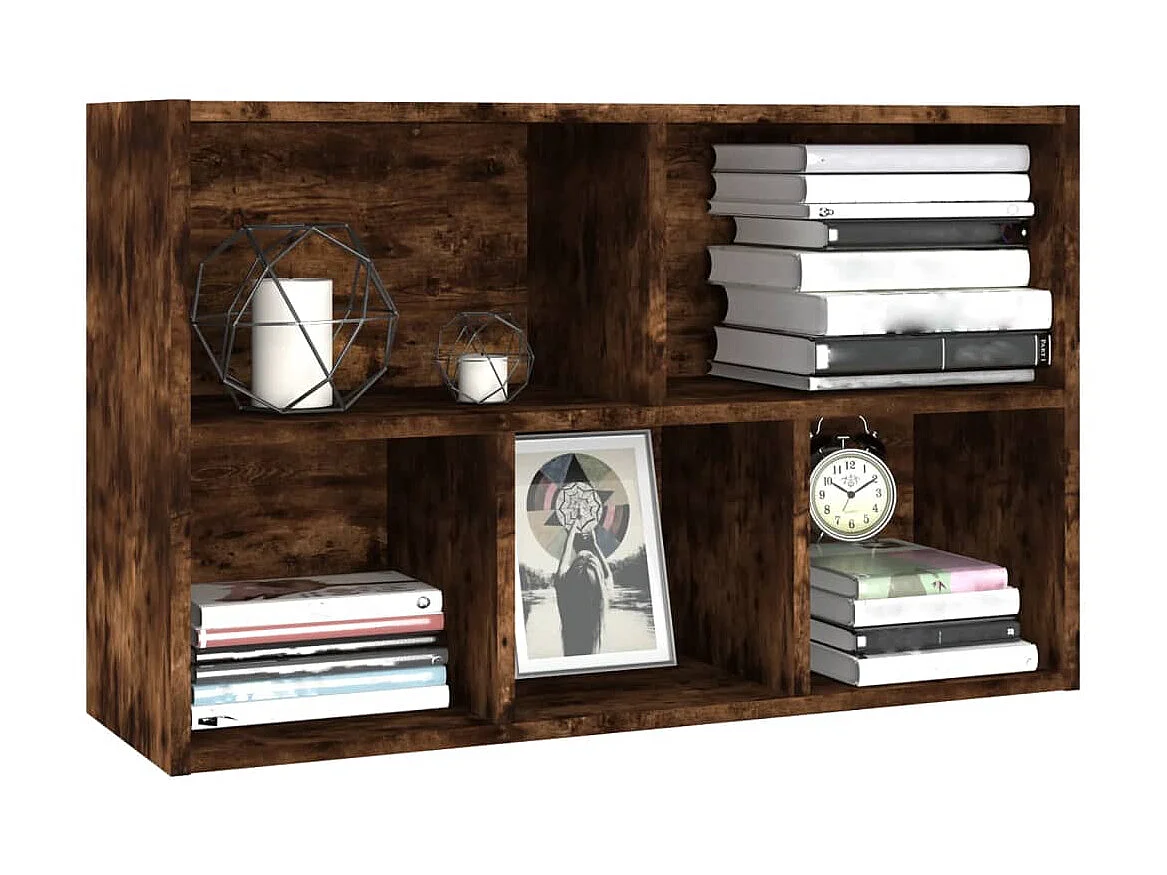 Boekenkast/dressoir 50x25x80 cm bewerkt hout gerookt eikenkleur NL531095