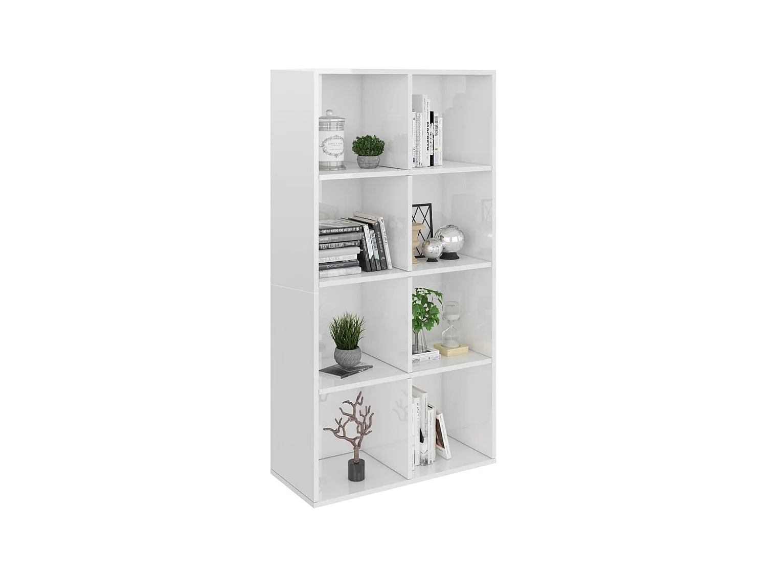 Biblioteca Estantería contrachapada blanco brillo 66x30x130 cm ES86892