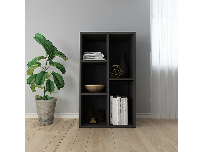 Biblioteca Estantería madera contrachapada negro 50x25x80 cm ES64666