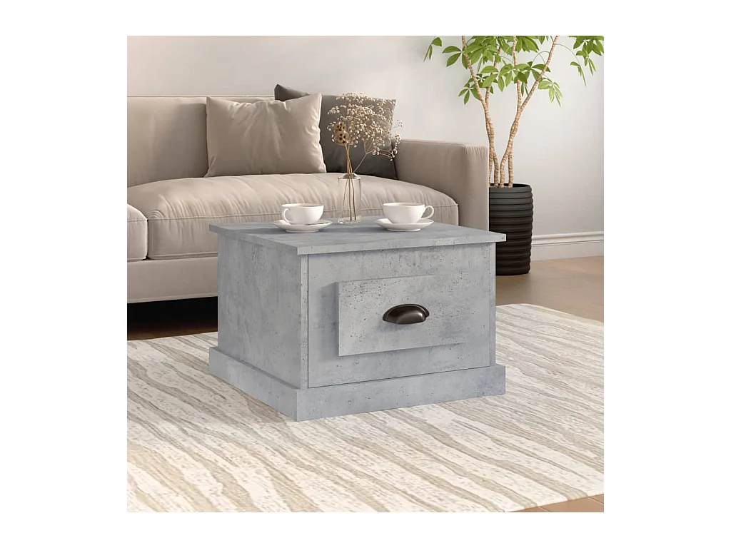 Table basse gris béton 50x50x35 cm bois d'ingénierie OFR23401 BonneVie Meuble