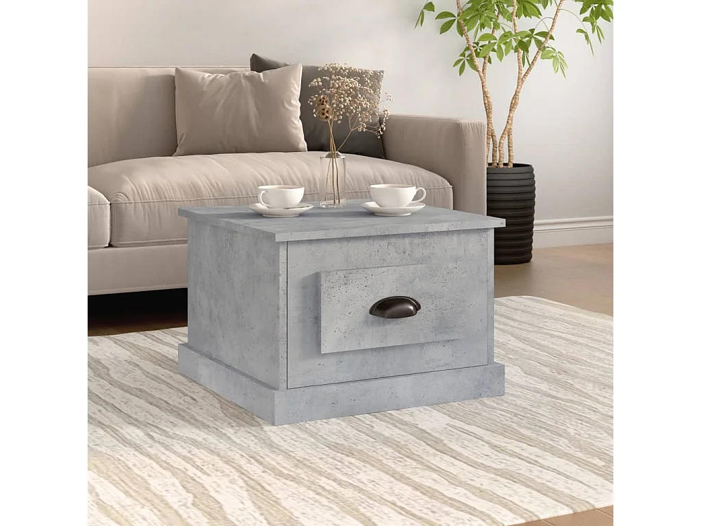 Table basse gris béton 50x50x35 cm bois d'ingénierie OFR23401 BonneVie Meuble