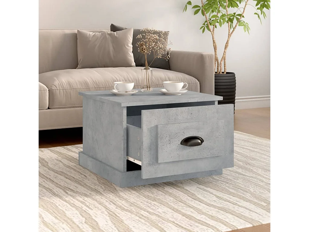 Table basse gris béton 50x50x35 cm bois d'ingénierie OFR23401 BonneVie Meuble