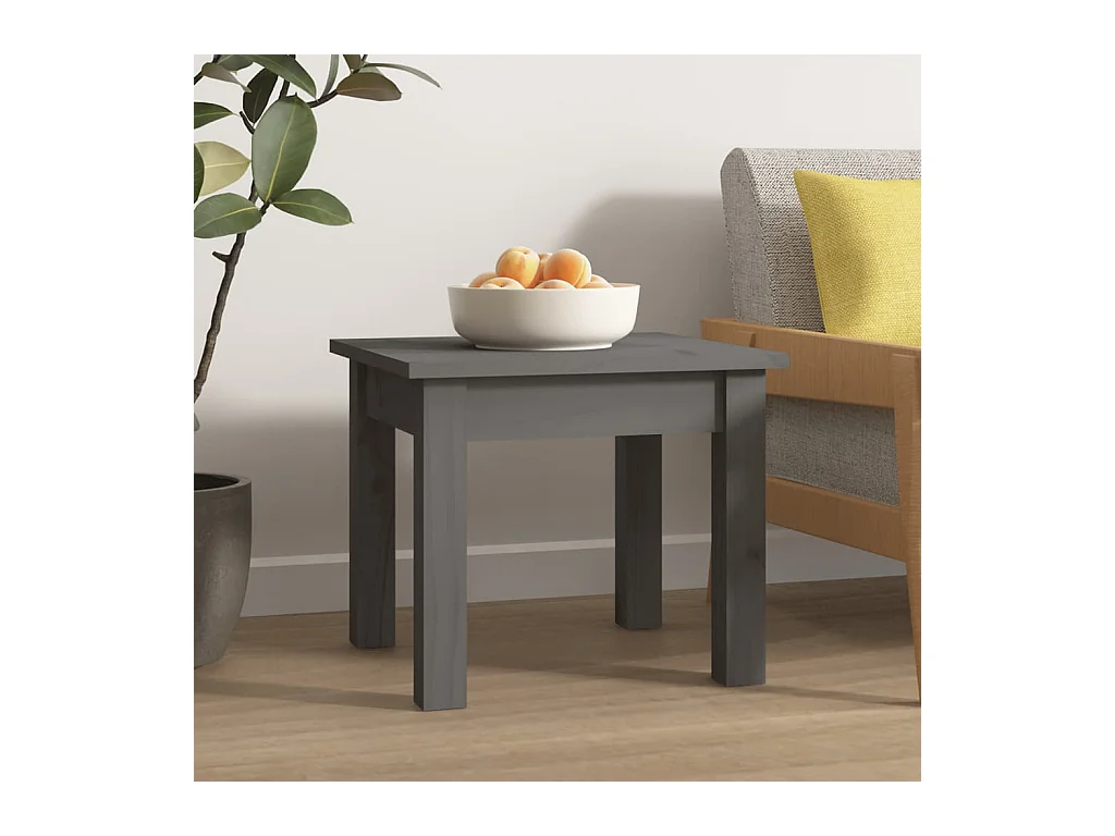Table basse Gris 35x35x30 cm Bois massif de pin OFR55119 BonneVie Meuble
