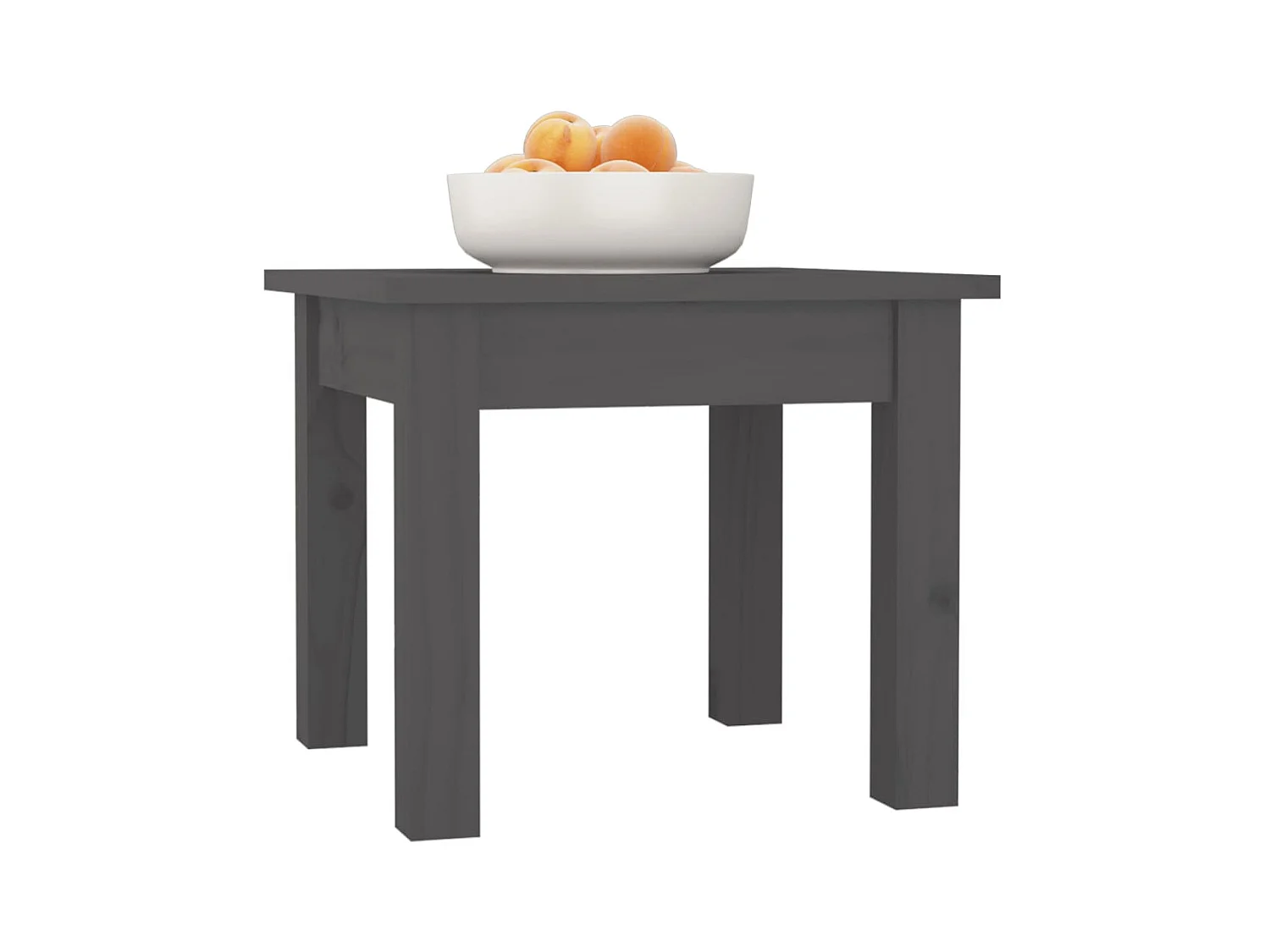 Mesa de centro de madera maciza de pino gris 35x35x30 cm ES60626