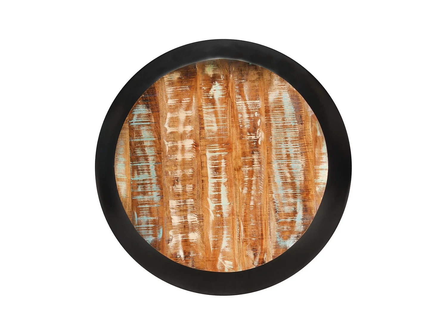 Mesa de centro madera maciza reciclada negra 68x68x30 cm ES12519