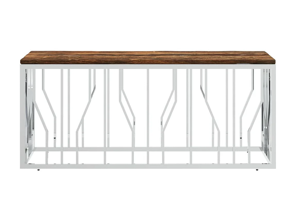 Table basse acier inoxydable et bois massif de récupération OFR17496 BonneVie Meuble