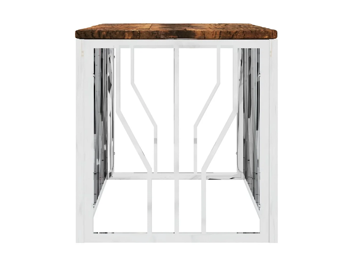 Table basse acier inoxydable et bois massif de récupération OFR17496 BonneVie Meuble