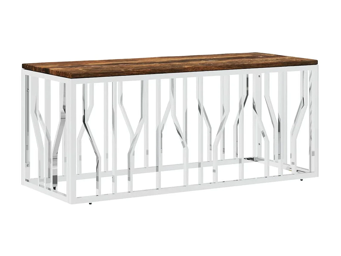 Table basse acier inoxydable et bois massif de récupération OFR17496 BonneVie Meuble