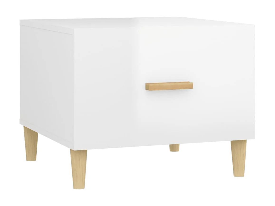 Table basse Blanc brillant 50x50x40 cm Bois d'ingénierie OFR99359 BonneVie Meuble