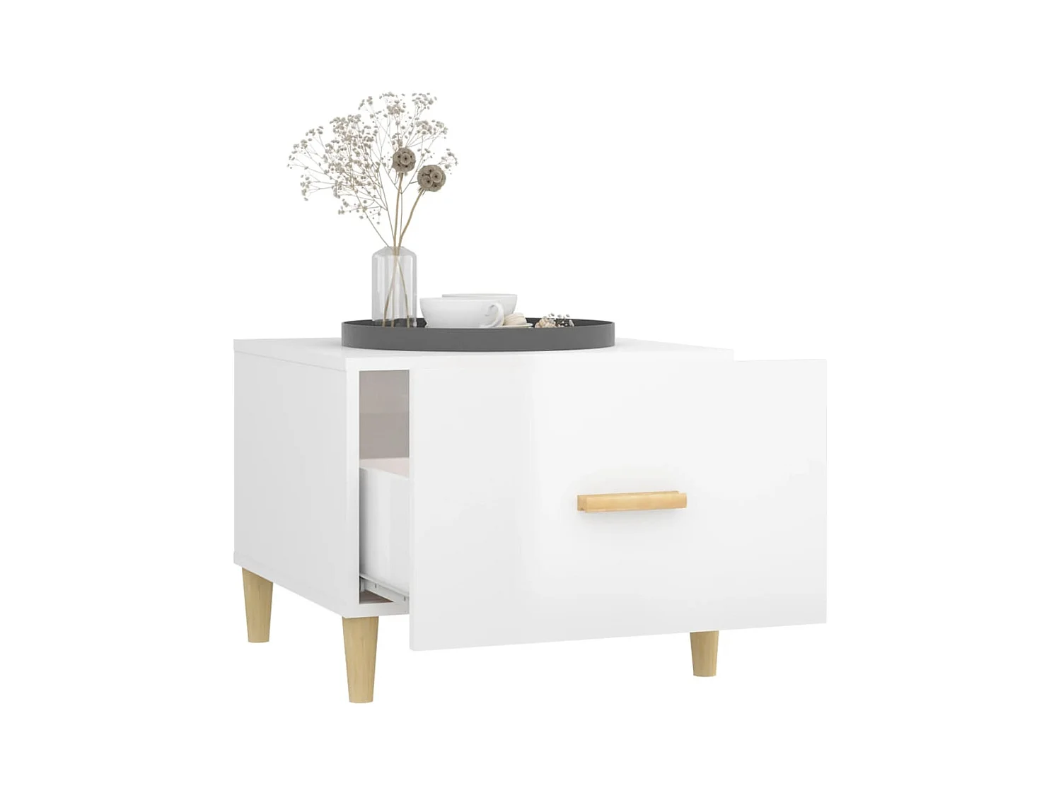 Mesa de centro madera contrachapada brillo blanco 50x50x40 cm ES35665