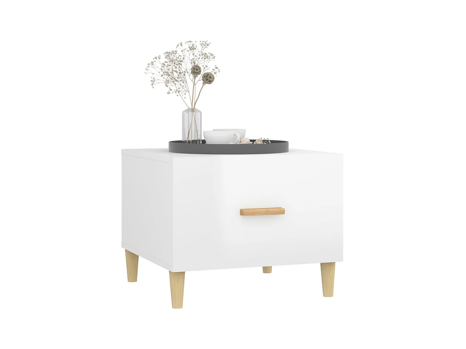 Mesa de centro madera contrachapada brillo blanco 50x50x40 cm ES35665