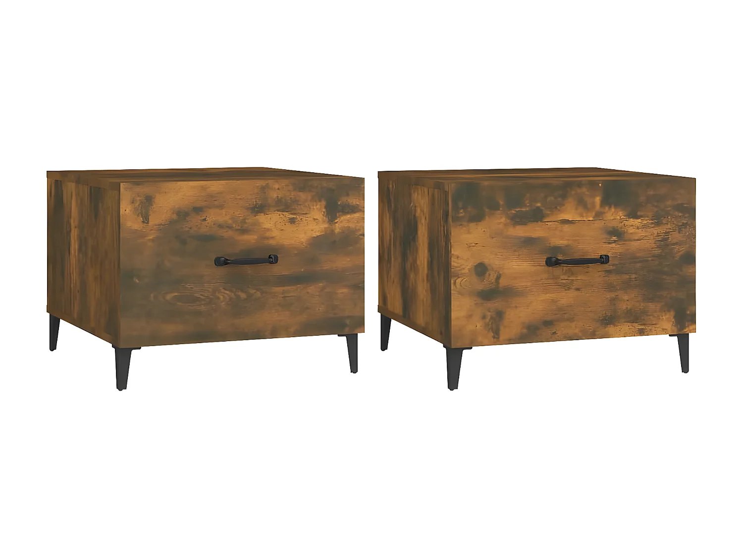 Mesas de centro com pernas de metal 2 pcs 50x50x40 cm fumado PT602602