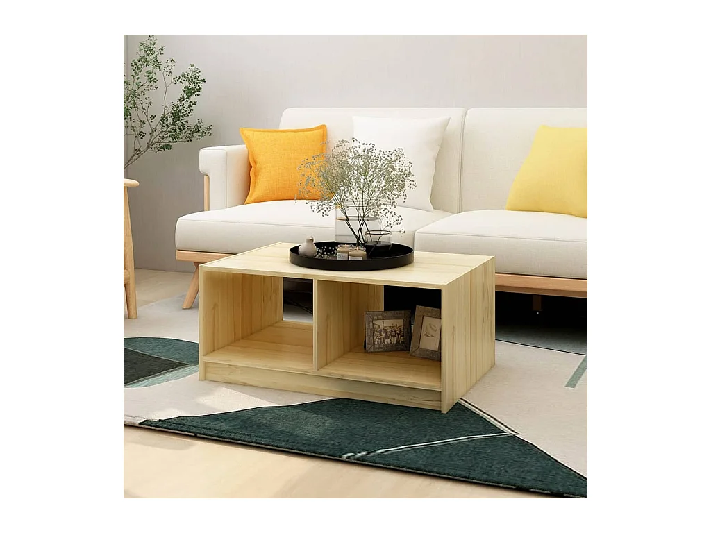 Table basse 75x50x33,5 cm Bois de pin massif OFR77610 BonneVie Meuble