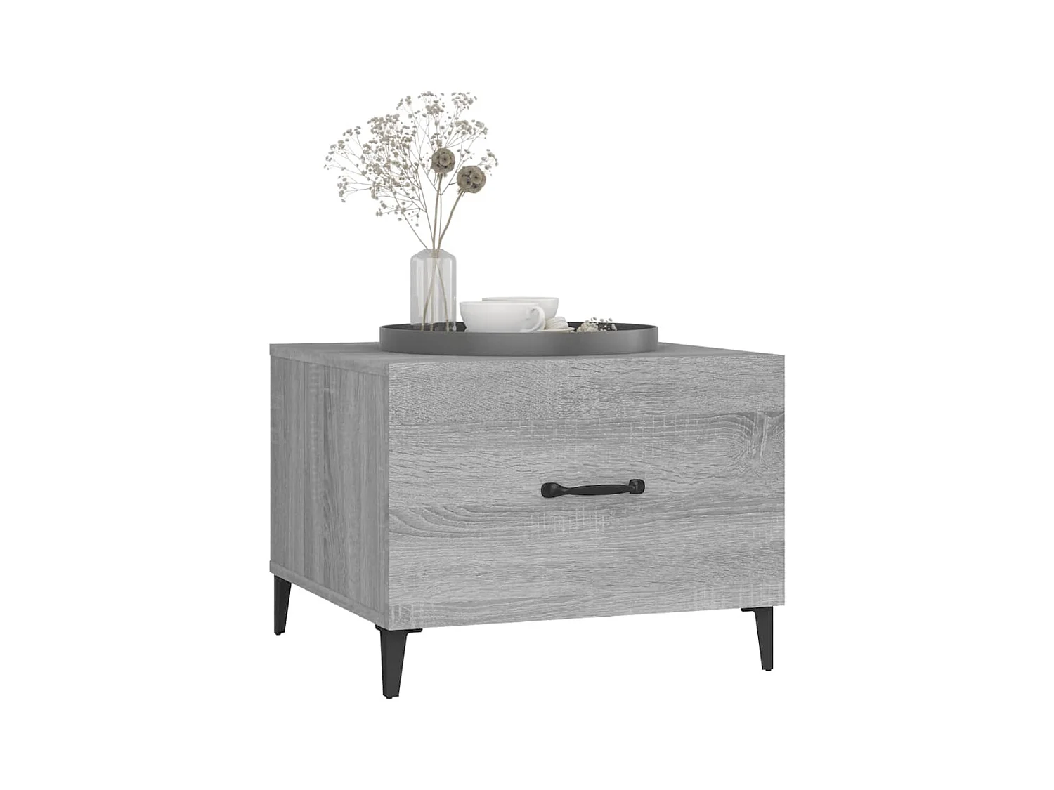 Mesa de centro con patas de metal gris sonoma 50x50x40 cm ES65062