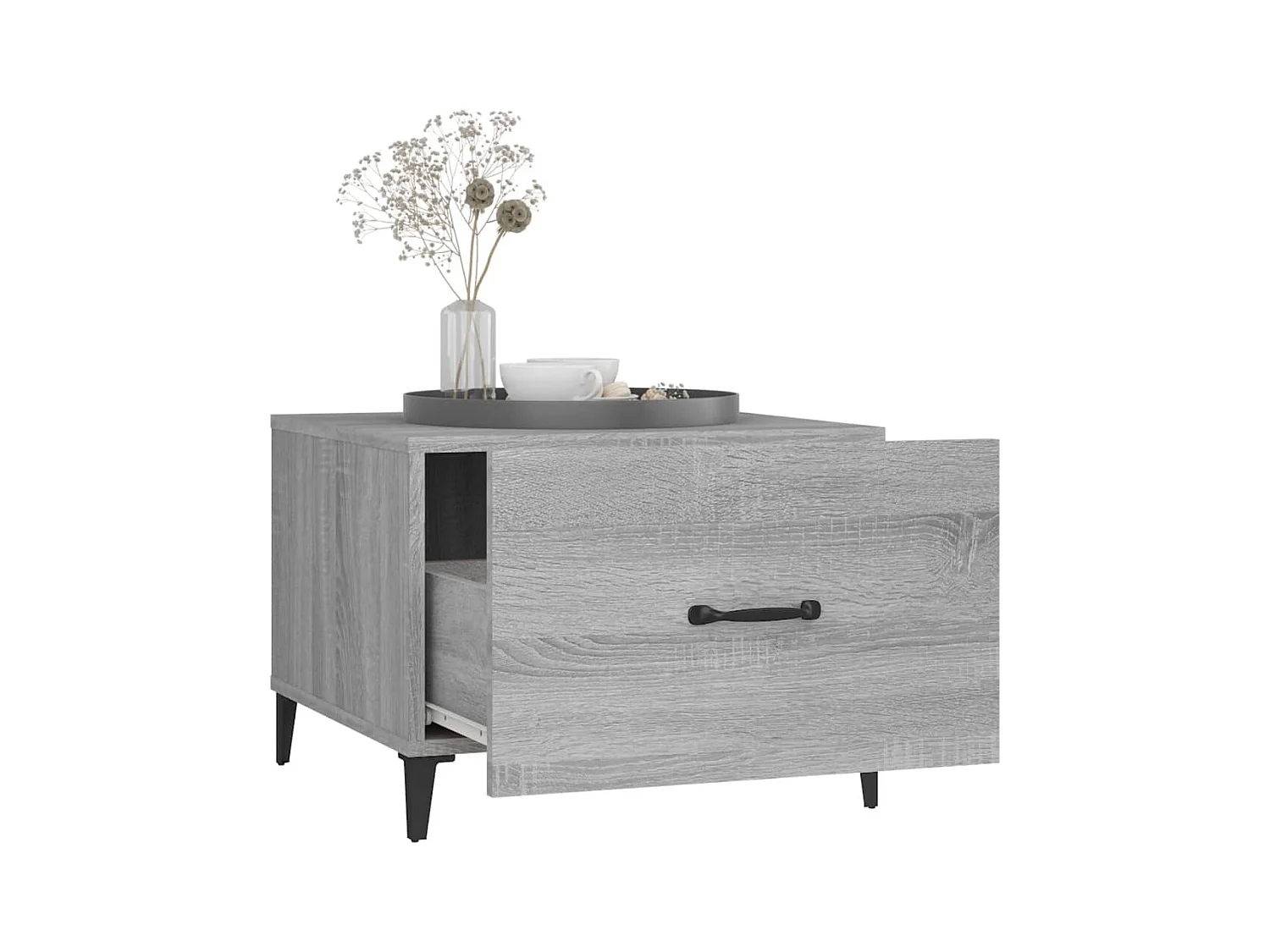 Mesa de centro con patas de metal gris sonoma 50x50x40 cm ES65062