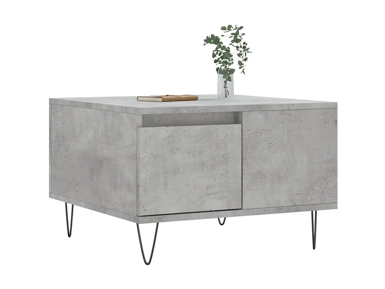 Mesa de centro madera contrachapada gris hormigón 55x55x36,5 cm ES13468