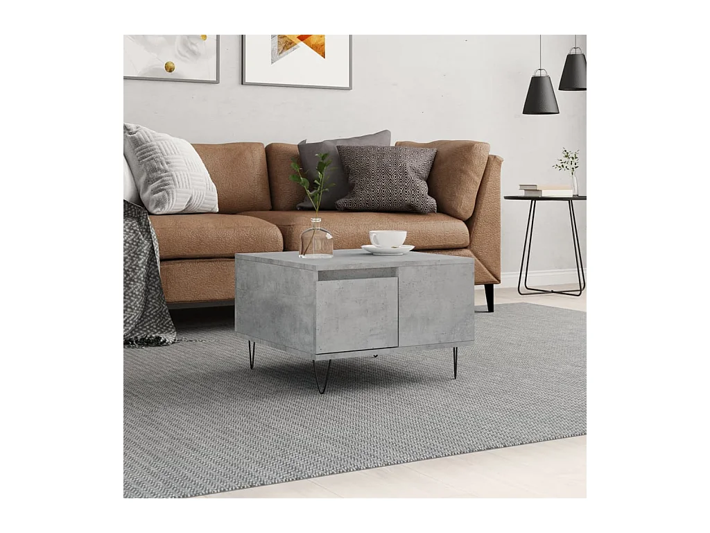 Table basse gris béton 55x55x36,5 cm bois d'ingénierie OFR44813 BonneVie Meuble