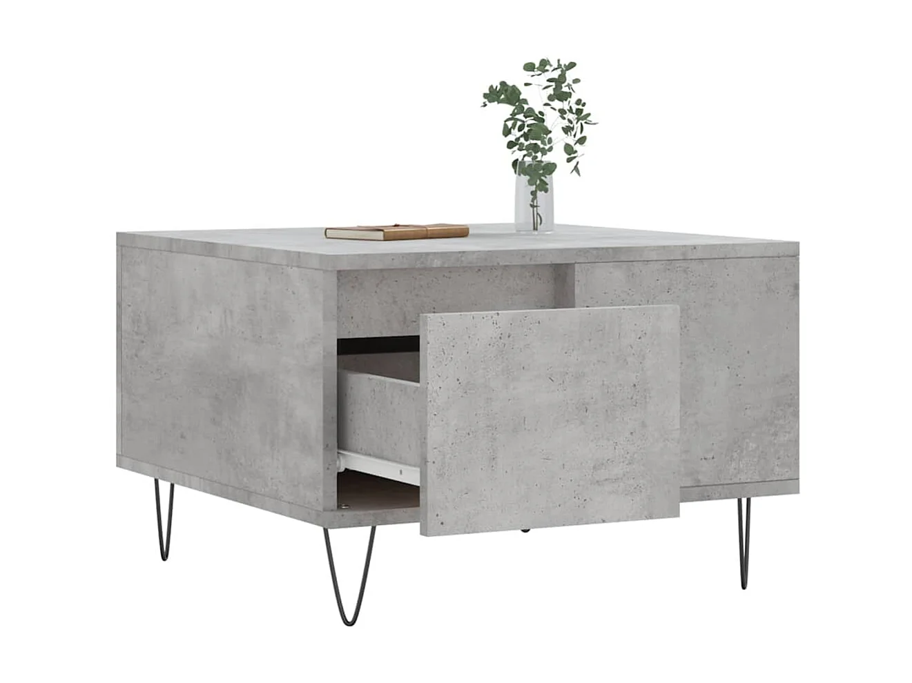 Table basse gris béton 55x55x36,5 cm bois d'ingénierie OFR44813 BonneVie Meuble