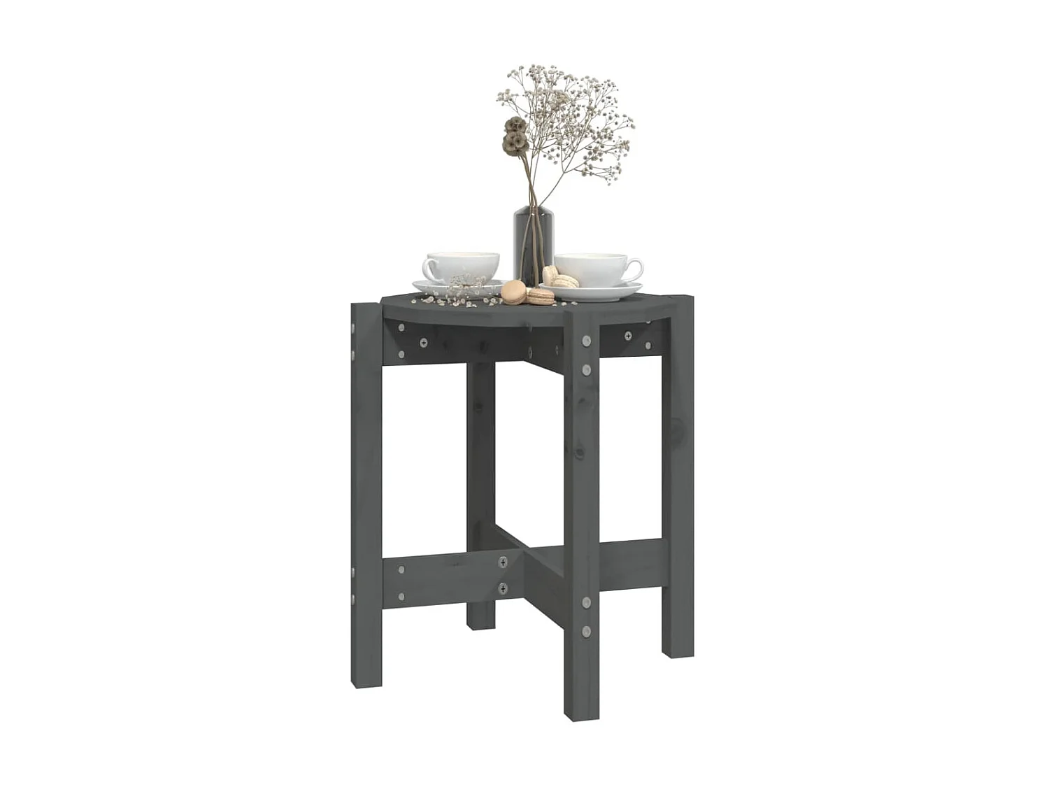 Mesa de centro de madera maciza de pino gris Ø42,5x45 cm ES71641