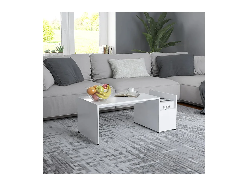 Table basse Blanc 90x45x35 cm Aggloméré OFR59373 BonneVie Meuble