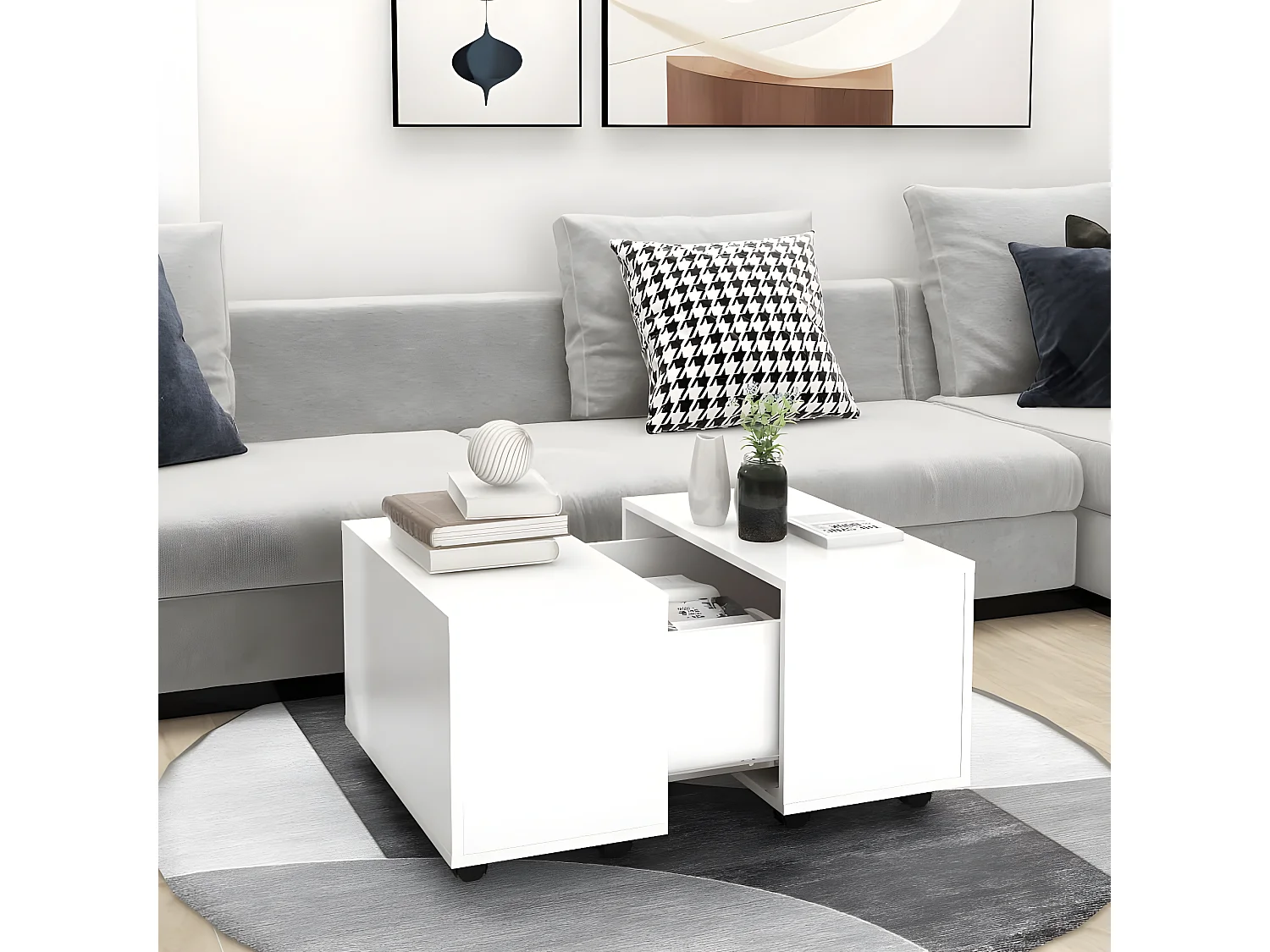 Mesa de centro 60x60x38 cm derivados de madeira branco PT554289