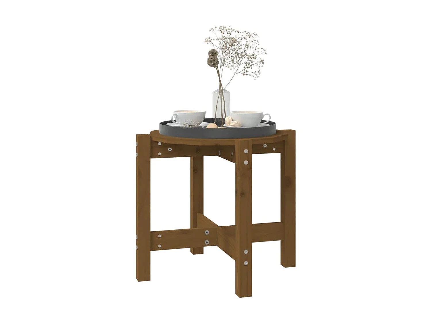 Mesa de centro Ø 52,5x45 cm madeira pinho maciça castanho-mel PT454062